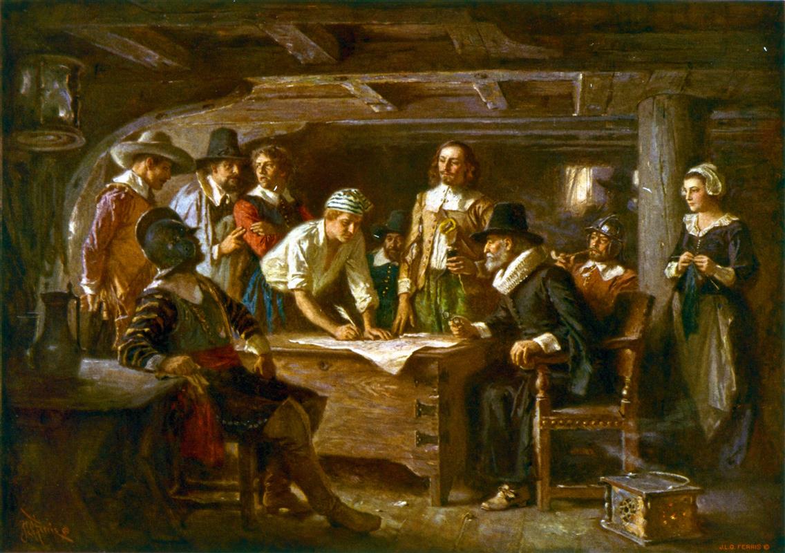 The Mayflower Compact, by Jean Leon Gerome Ferris